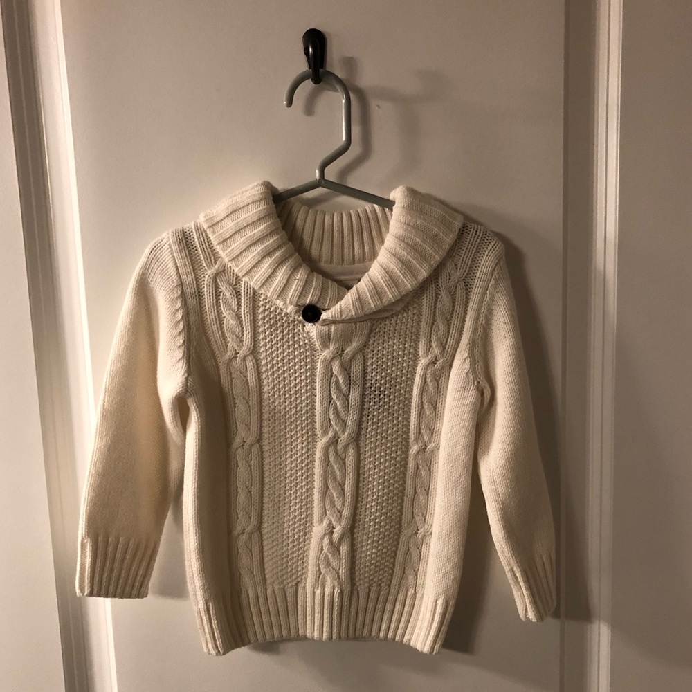 Baby Cable Knit Shawl Collar Sweater